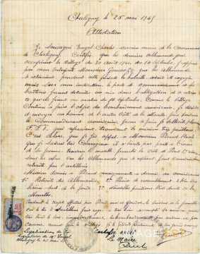 Lettre manuscrite du 25 mai 1945 (Chaligny)